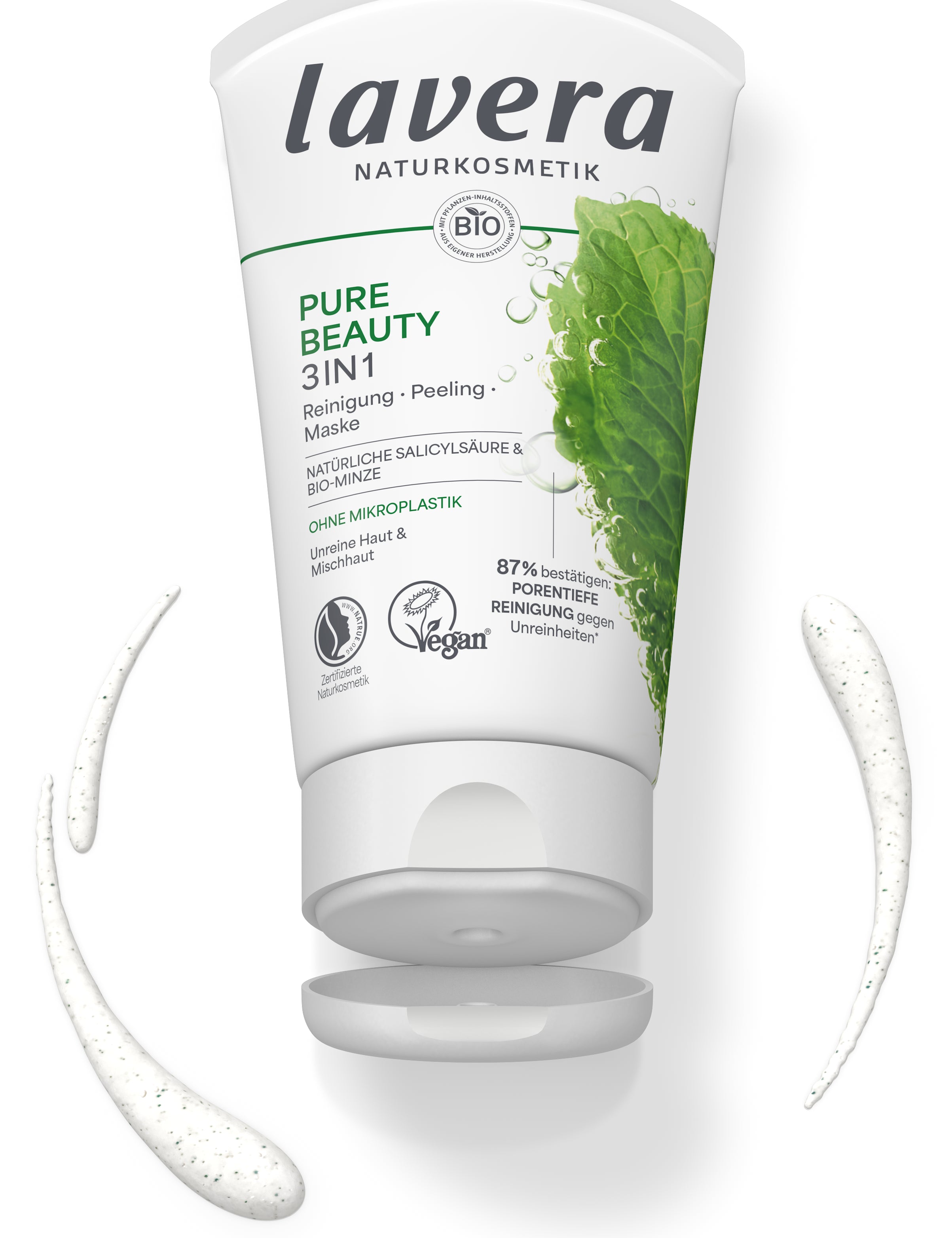 lavera Pure Beauty 3in1 Reinigung Peeling Maske