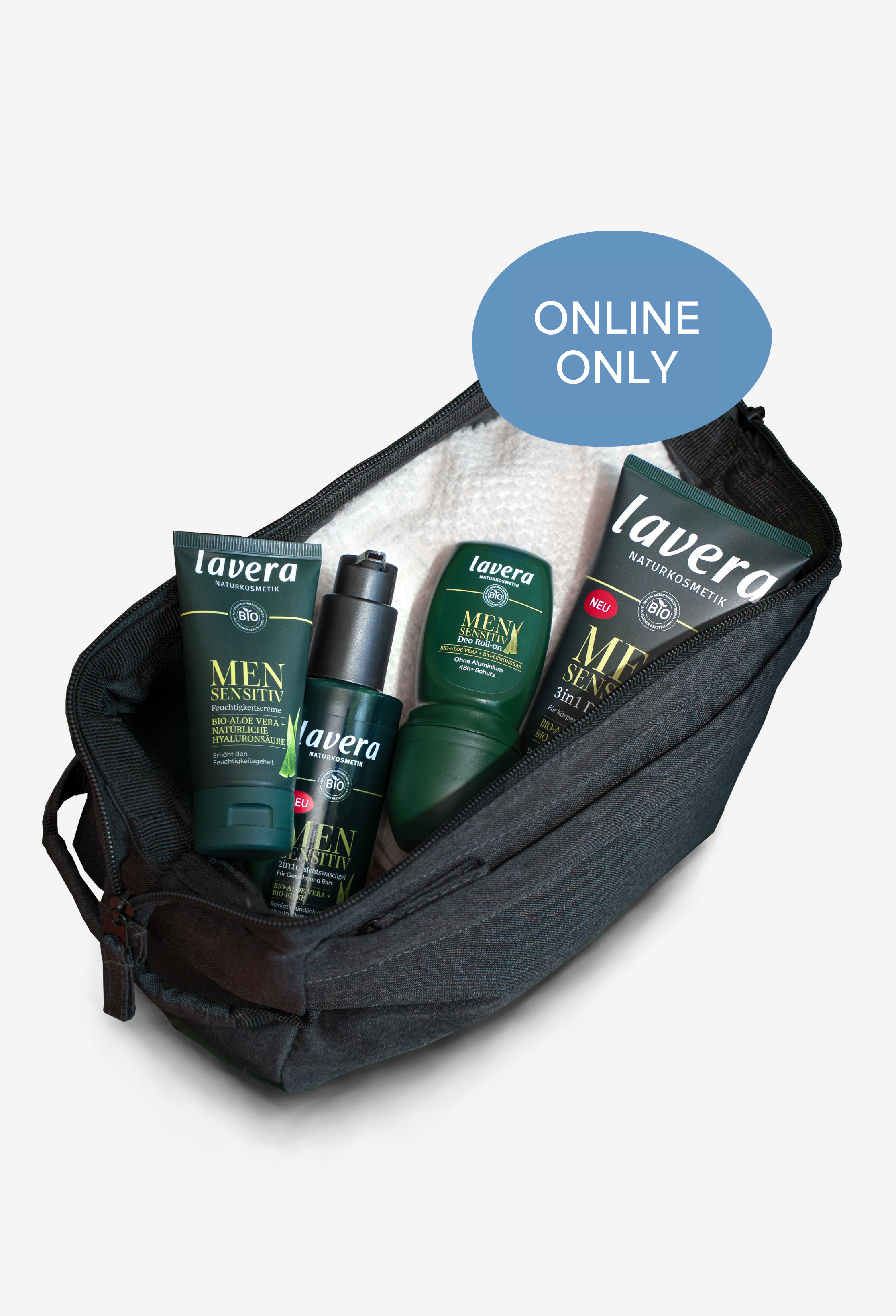 lavera Men sensitive 4in1 Pflege-Set + Kulturbeutel