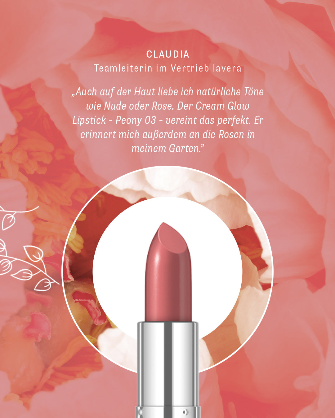 lavera Cream Glow Lipstick -Peony 03-