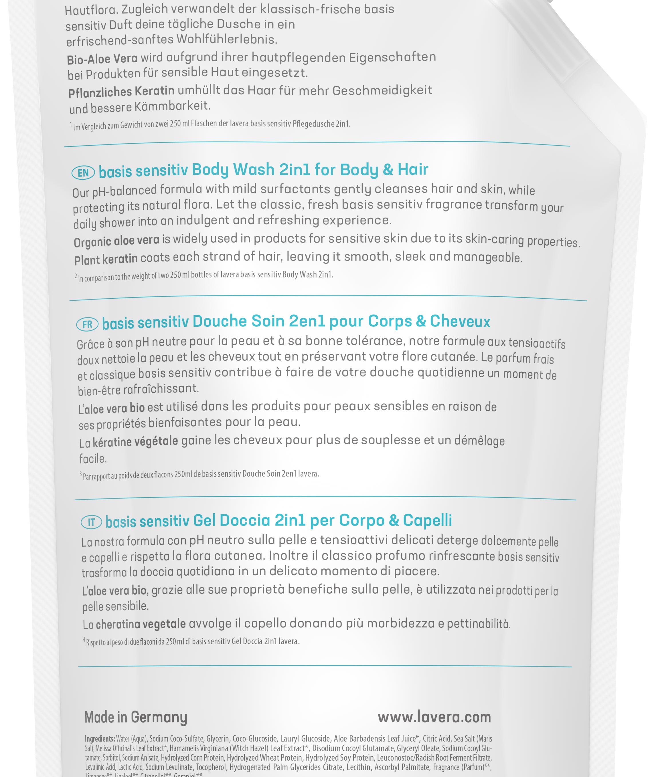 lavera Nachfüllbeutel basis sensitive Pflegedusche 2in1