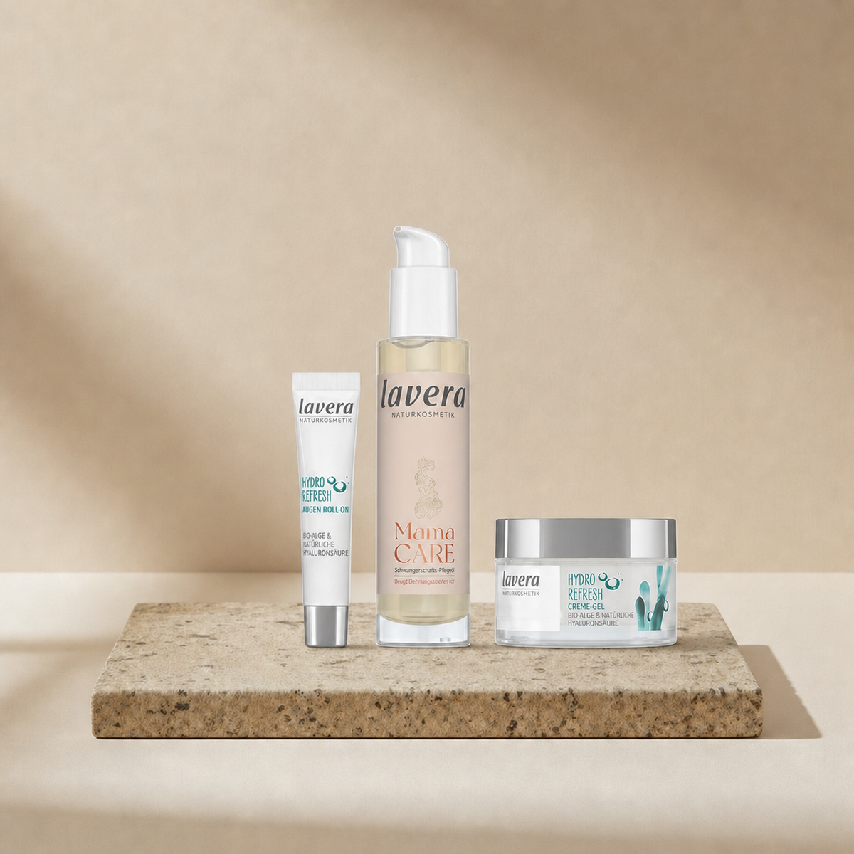Hydro refresh Augen Roll-on, Hydro Refresh Creme-Gel, Mama Care Schwangerschafsöl