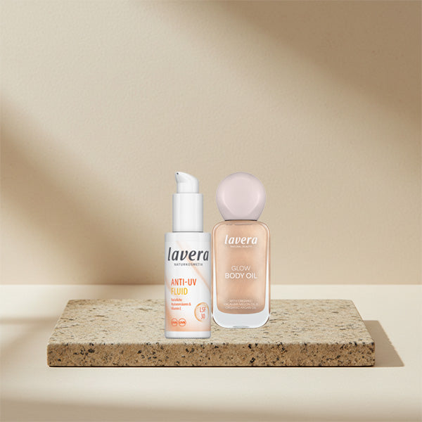 Glow Body Oil und Anti-UV Fluid LSF 30