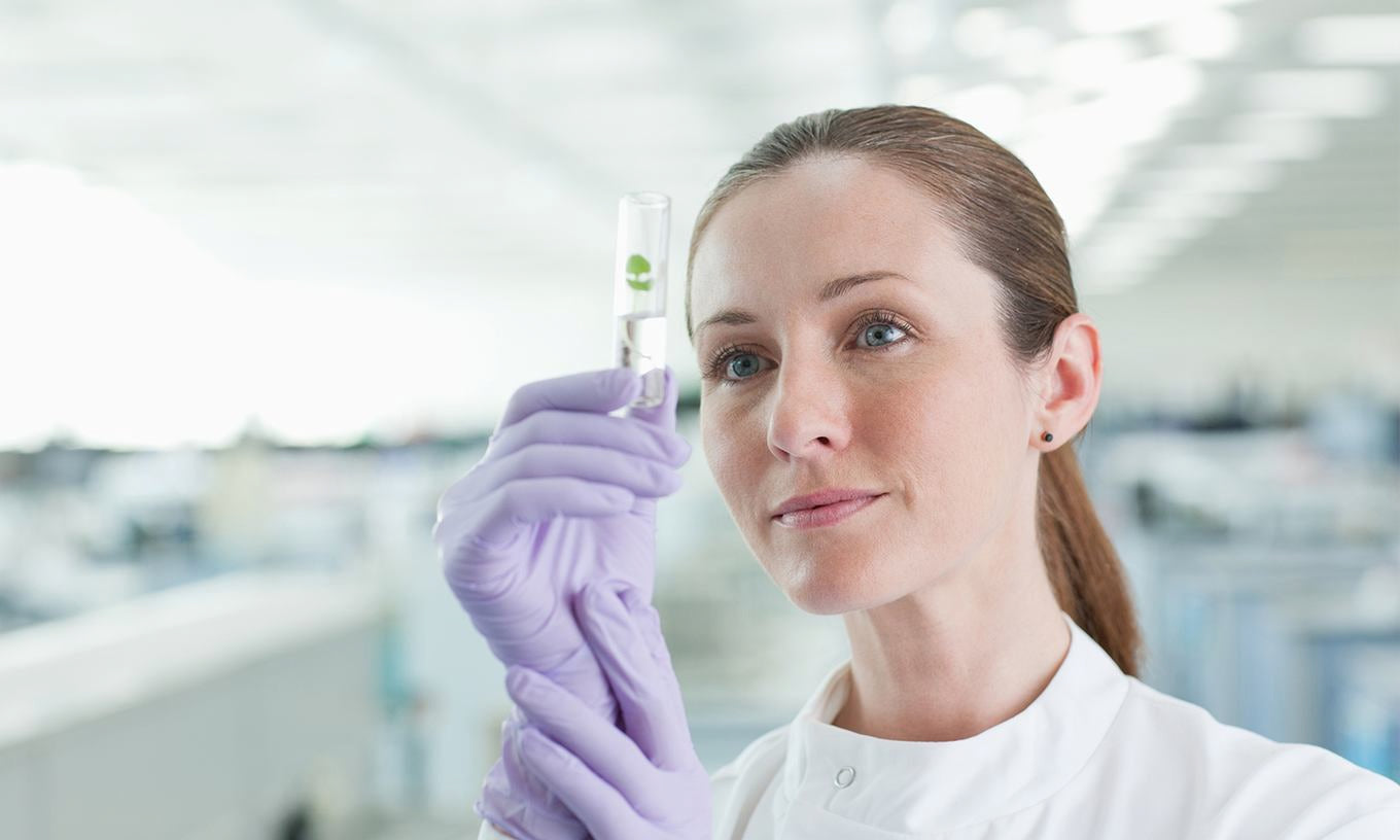 Laborraum mit Arbeitsflächen und Analysegeräten.