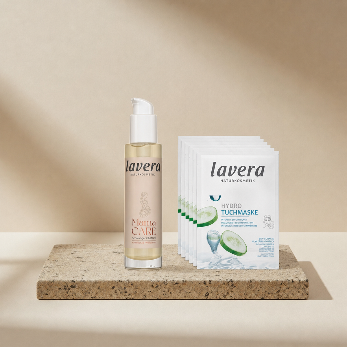  Mama Care Schwangerschafsöl und 5er Set Hydro Tuchmasken