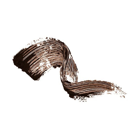 Brauner Mascara-Schwung als Textur auf weißem Hintergrund