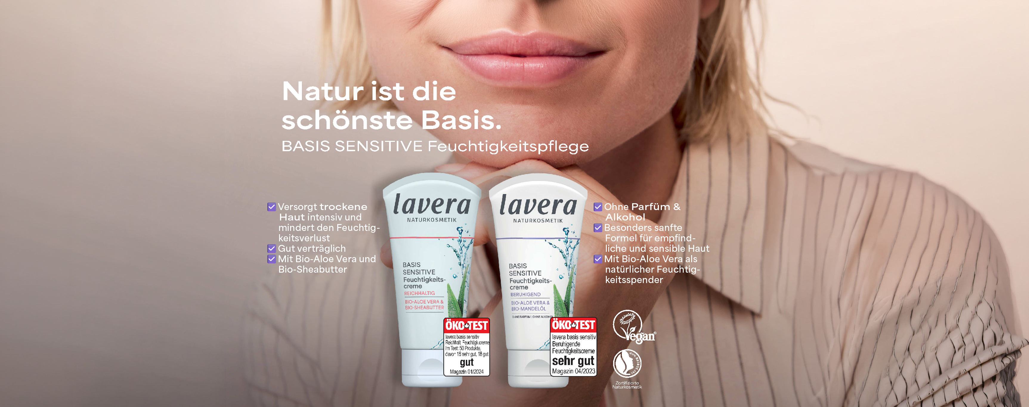 Zwei von Öko-Test ausgezeichnete lavera basis sensitive Produkte