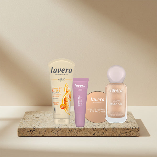 Glow by Nature Body lotion, Plumping Lip Balm, Deuff & Hydration Eye Patches, Glow Body Oil