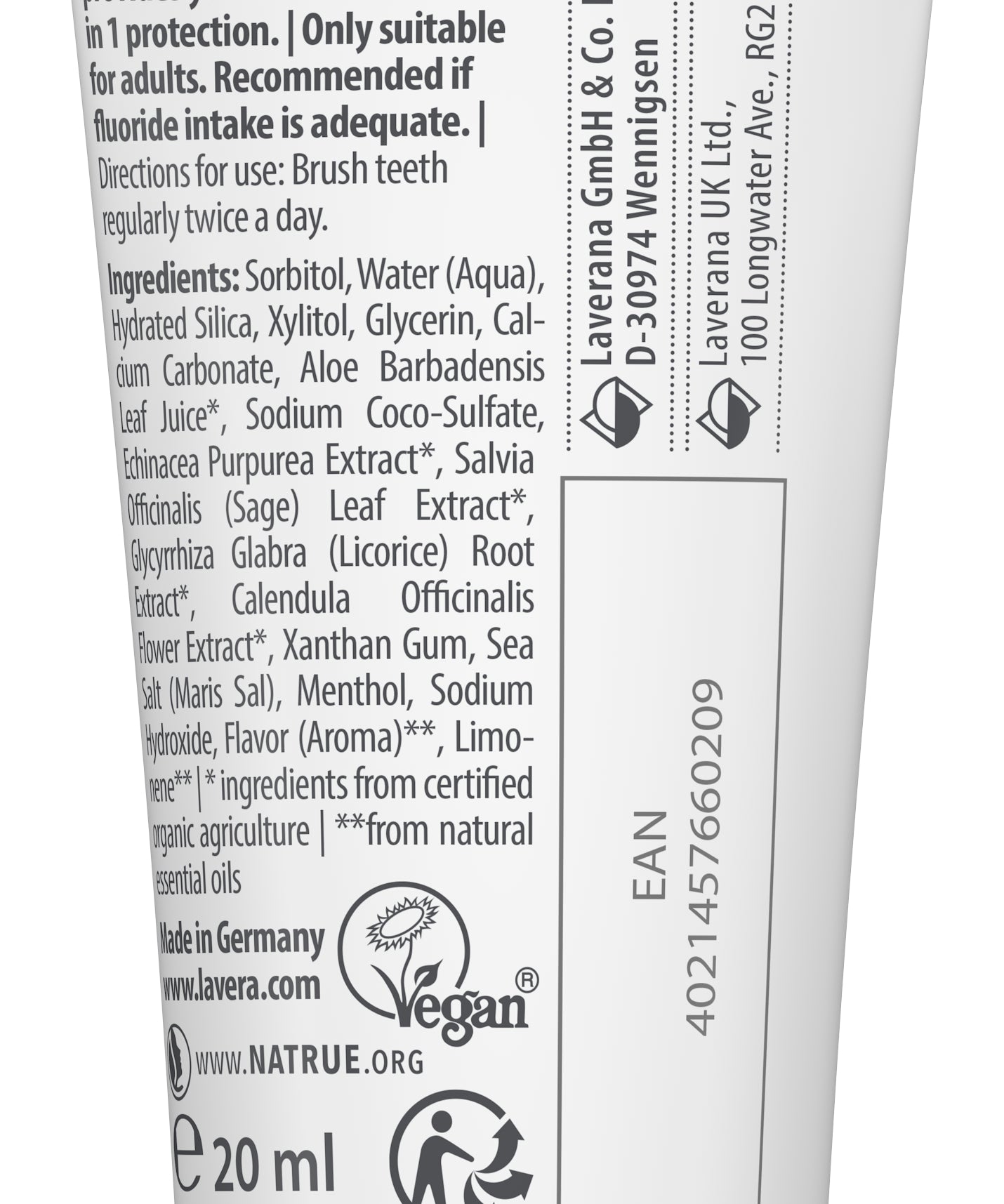 lavera Reisegröße Zahncreme Complete Care Fluoridfrei