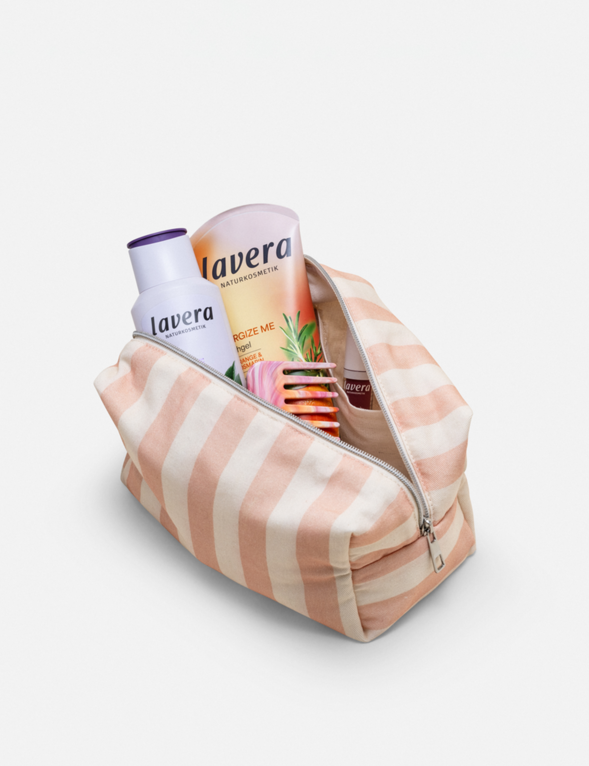 lavera Kosmetiktasche – Sunset Stripes in der Anwendung