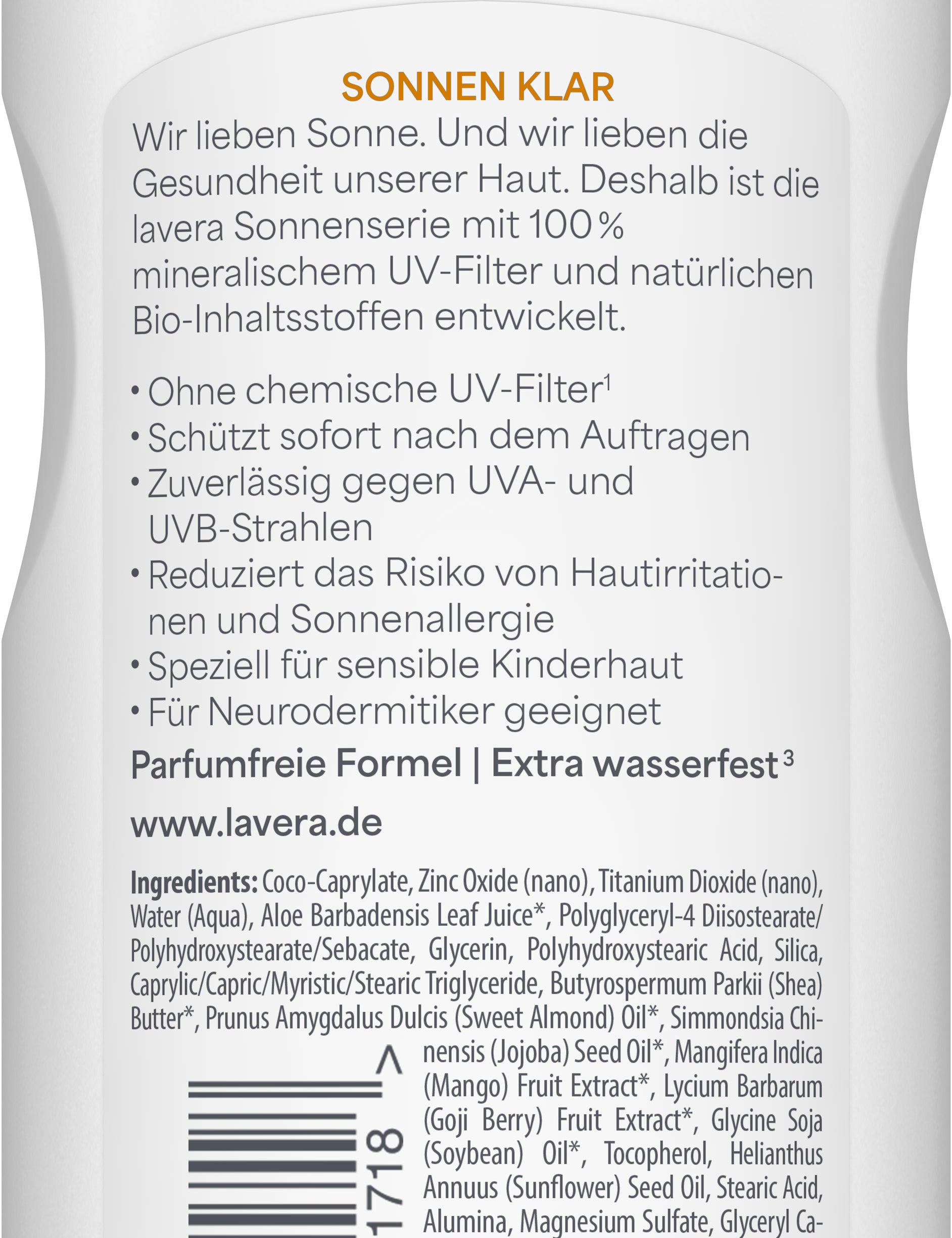 lavera Sonnenlotion Sensitiv Kids LSF 50