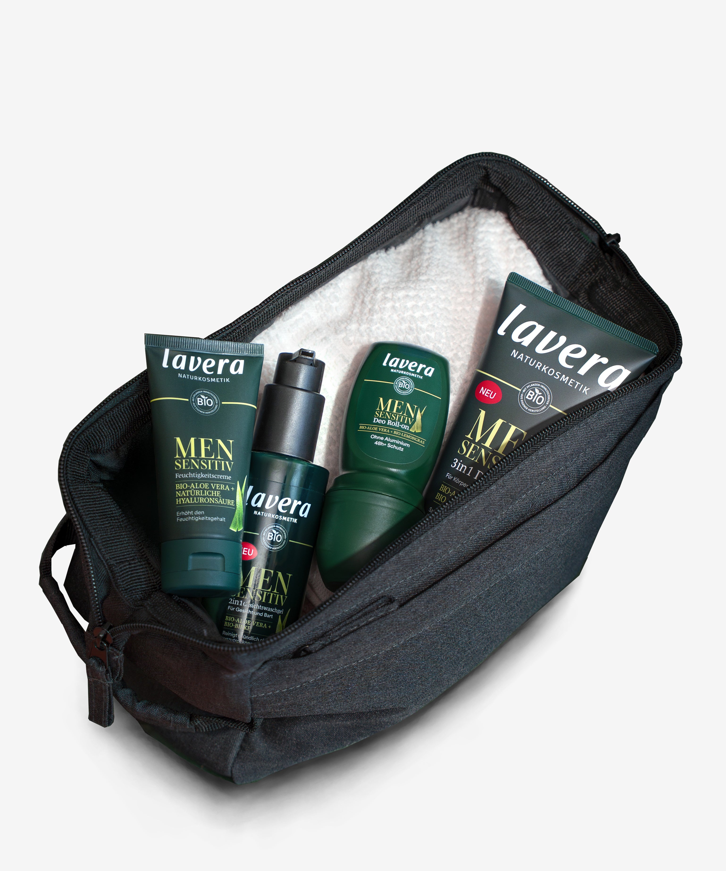 lavera Men sensitive 4in1 Pflege-Set + Kulturbeutel