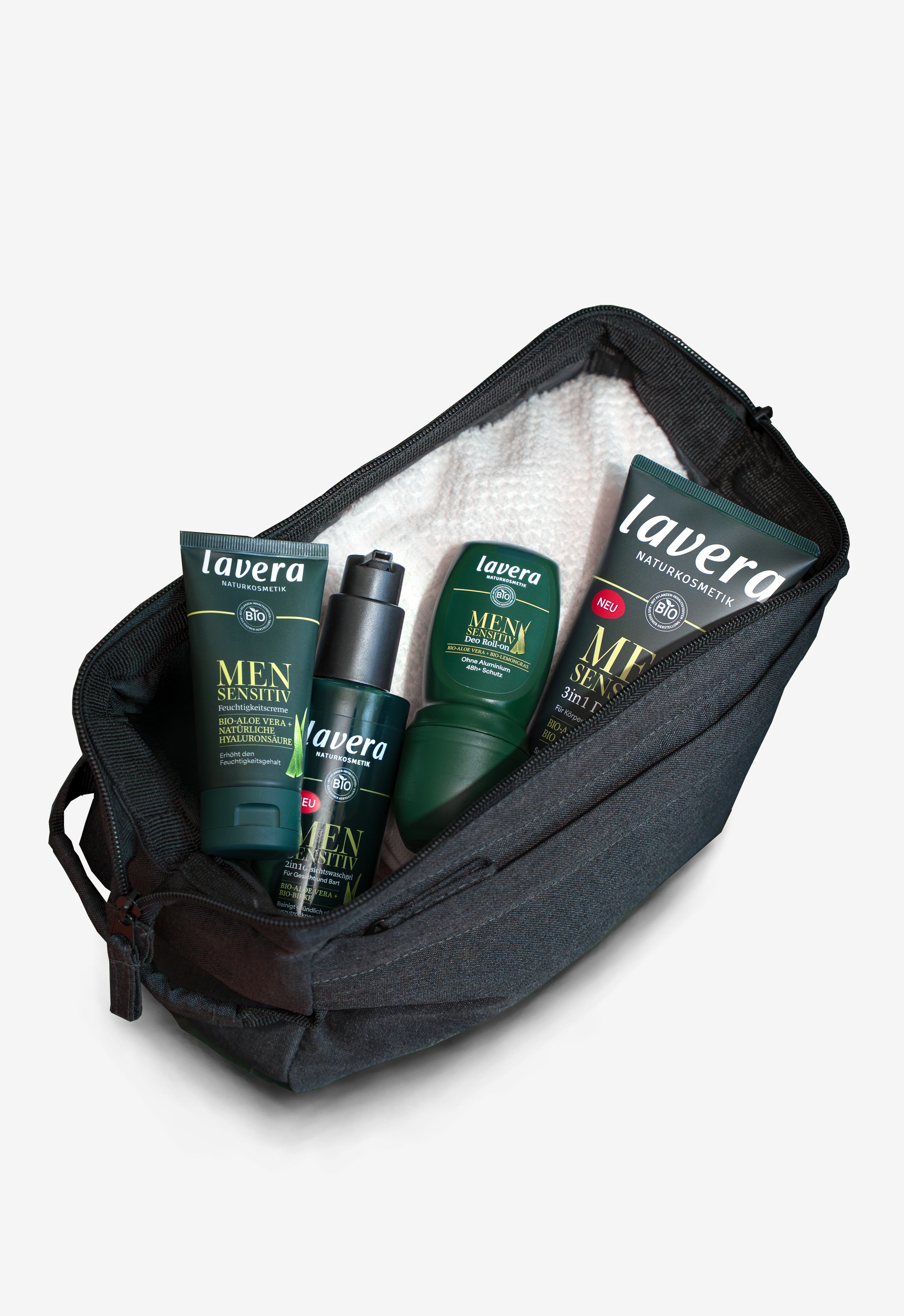 lavera Men sensitive 4in1 Pflege-Set + Kulturbeutel