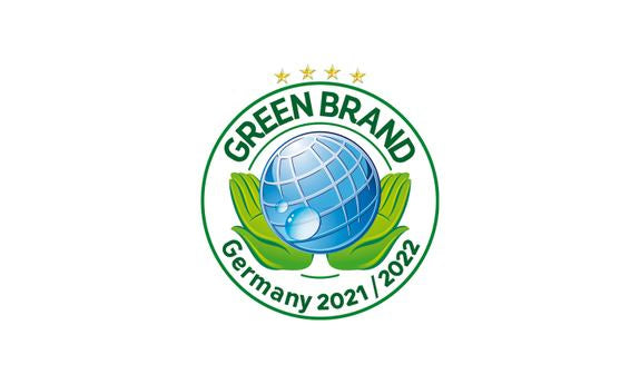 Green Brand Siegel Germany 2021/2022 mit Globus und grünen Blättern