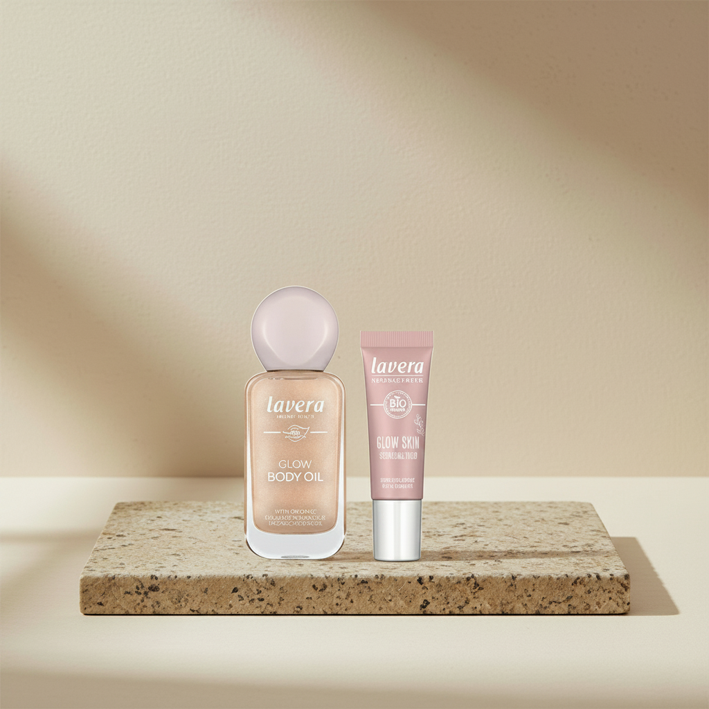 Glow Body Oil und Glow Skin Hydration Fluid  (AI-generated image)