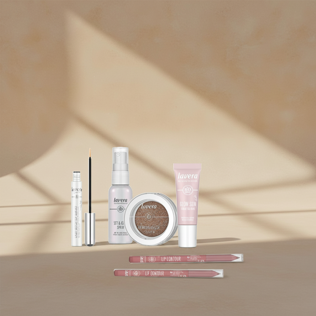 Glow Skin Hydrating Fuid, 2 mal Lip Contour, Set & Glow Spray, Lash Booster Serum, Signature Colour Eyeshadow – Dazzling Gold 08  (AI-generated image)