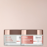 Zwei My Age Creme-Tiegel vor beigem Hintergrund